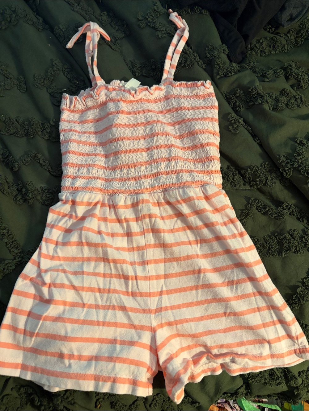Girls Pink Stripe Smocked Romper - Unbranded